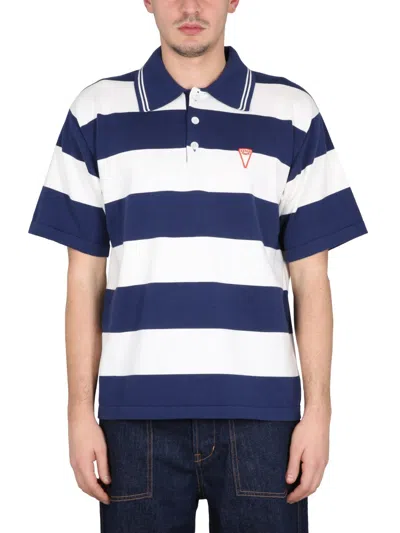 Kenzo Embroidered Logo Striped Polo Shirt In Blue