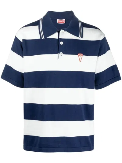 Kenzo Classic Nautical Stripes Polo Shirt In Blue
