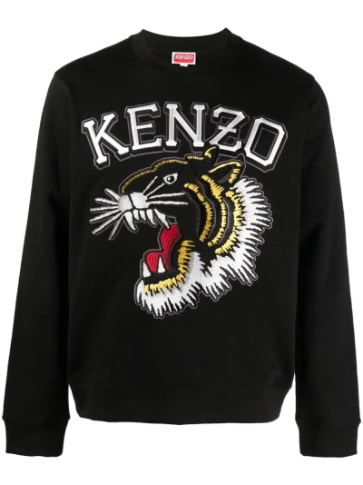 Kenzo Embroidered Logo Sweatshirt In Black  