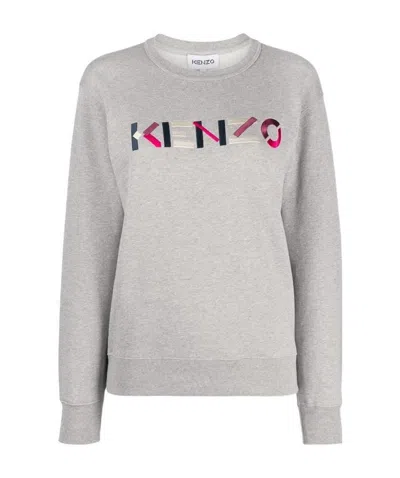 Kenzo Embroidered Logo Sweatshirt In Gray