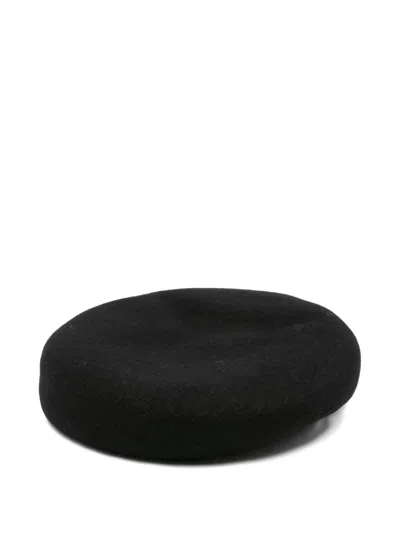 Kenzo Embroidered-logo Wool Beret In Black