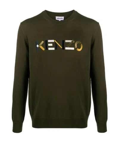 Kenzo Embroidered Logo Wool Jumper In Black