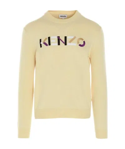 Kenzo Embroidered-logo Wool Jumper In Nude