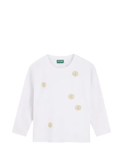 Kenzo Kids' Embroidered Long-sleeve T-shirt In White