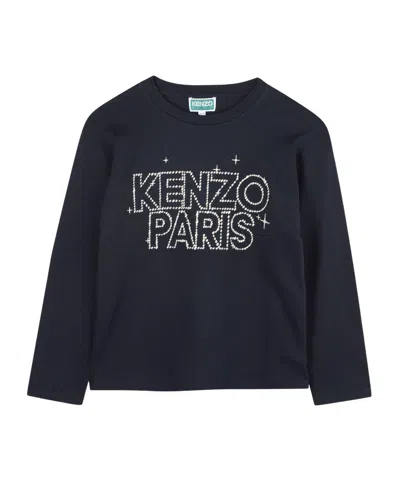 Kenzo Embroidered Long-sleeved T-shirt In Blue