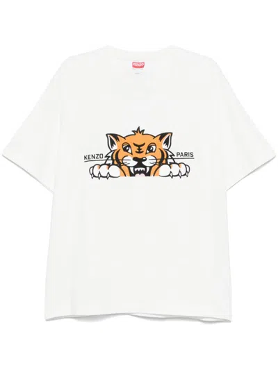 KENZO EMBROIDERED OVERSIZE T-SHIRT 'KENZO HAPPY TIGER' COTTON