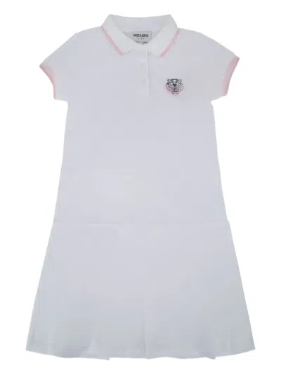 Kenzo Kids' Embroidered Polo Dress In White