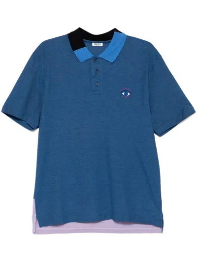 Kenzo Embroidered Polo Shirt In Blue