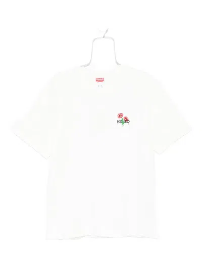 Kenzo Embroidered-poppy T-shirt In White