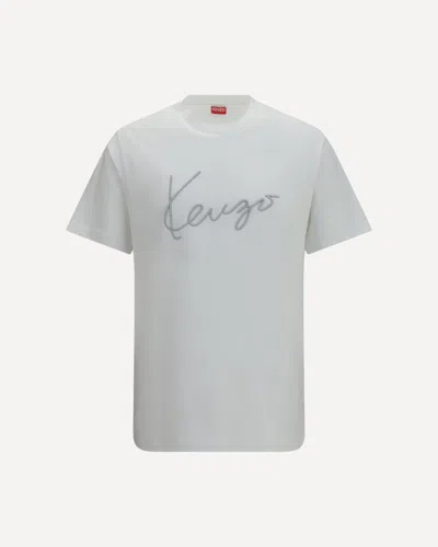Kenzo Embroidered Signature Cotton T-shirt In White