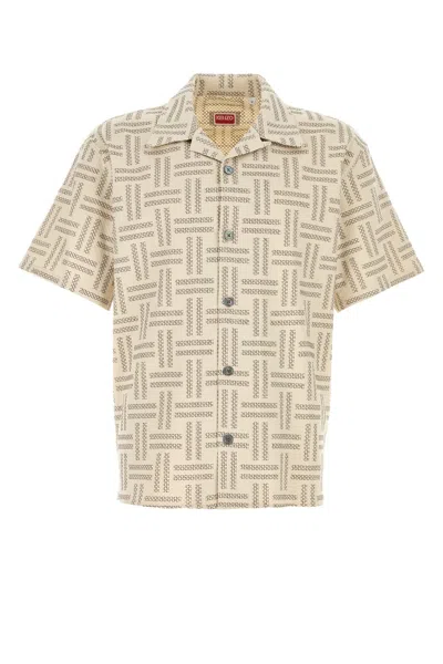 KENZO EMBROIDERED STRETCH COTTON SHIRT