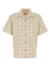 Kenzo Camicia In Cotone Stretch Ricamato Uomo In Tan