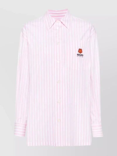 KENZO EMBROIDERED STRIPED OVERSIZED SHIRT