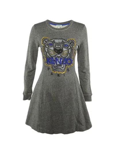 Pre-owned Kenzo Embroidered Sweater Dress In Gray