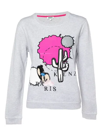 Pre-owned Kenzo Embroidered Sweatshirt In Gray