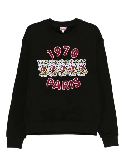 Kenzo Embroidered Graphic Sweatshirt In Black