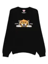 Kenzo Embroidered-tiger Crew-neck Sweater In Black