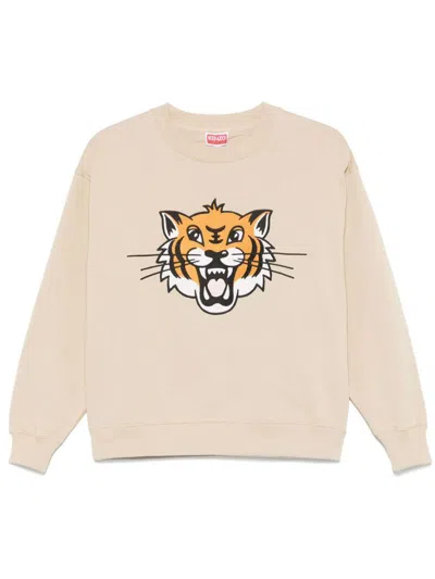 Kenzo Embroidered Tiger Logo Sweatshirt In Nude