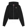 Kenzo Womens Black Lucky Tiger Embroidered Regular-fit Cotton-jersey Hoody In Black