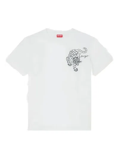 Kenzo Embroidered-tiger T-shirt In White