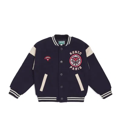 Kenzo Kids' Embroidered Tiger Varsity Jacket In Navy