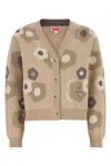 Kenzo Floral-print Button Cardigan In Nude