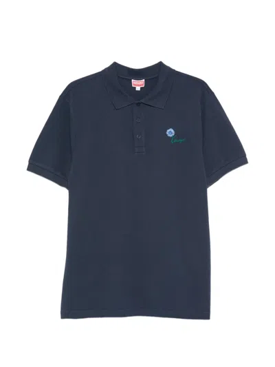 Kenzo Embroidered-logo Piqué Polo Shirt In Blue