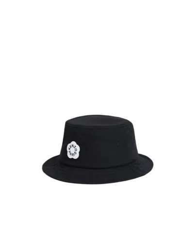 Kenzo Embroidery Cotton Hat In Black
