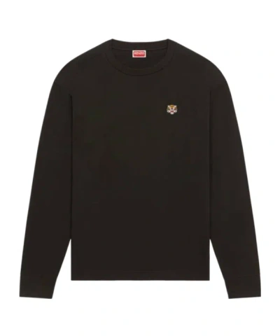 Kenzo Lucky Tiger Embroidered Crewneck Sweatshirt In Black