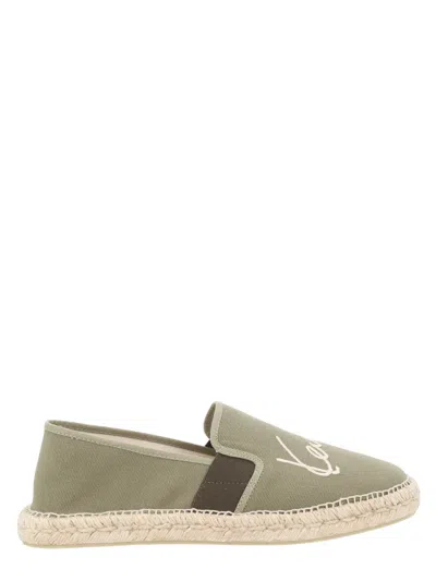 Kenzo Espadrilla Con Logo Ricamato In Green