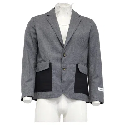 Pre-owned Kenzo Expedition Contrast Pocket Blazer In Grey Wool In Gray