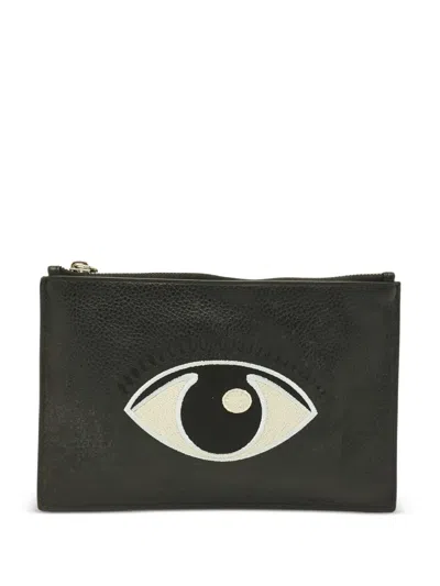 Pre-owned Kenzo Eye-embroidered Pouch In Black