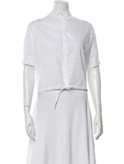 Pre-owned Kenzo Eyelet Short Sleeve Button-up Top W/ Tags In Pink
