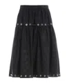 Kenzo Eyelets Pleated Skirt In Black