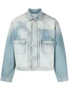 Kenzo Long-sleeved Buttoned Denim Jacket In Blue