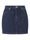 Kenzo Blue Dark Stripped Jacquard Cotton Mini Skirt In Blue