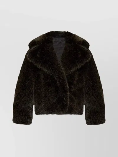 Kenzo Faux-fur Collar Blazer Notched Lapels In Green