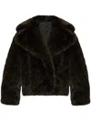 Kenzo Faux-fur Collar Blazer Notched Lapels In Braun