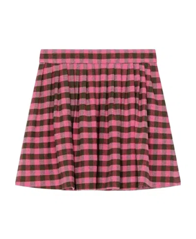 Kenzo Flared Gingham Mini Skirt In Pink