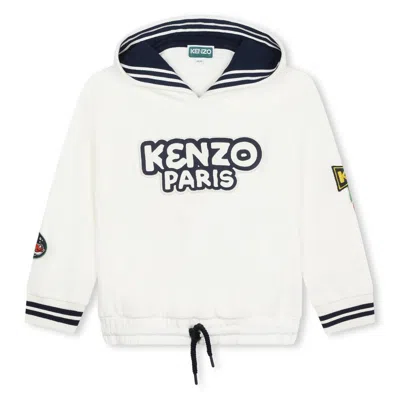 Kenzo Kids' Felpa Con Cappuccio In White