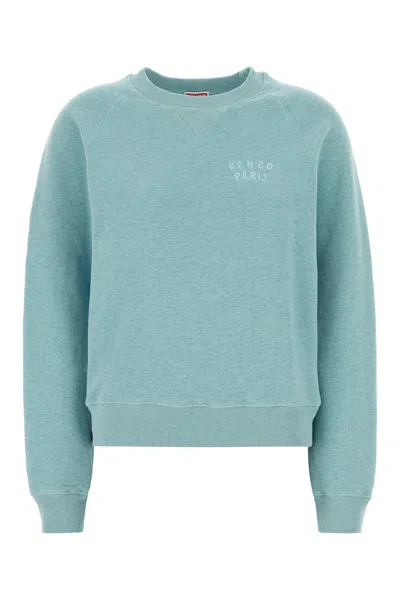 Kenzo Melange Light-blue Cotton Sweatshirt In Multi