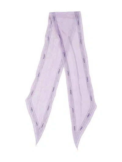 Pre-owned Kenzo Festival Quadri Silk Scarf In Purple