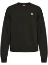 Kenzo Cotton Sweatshirt With Happy Tiger Patch In Black