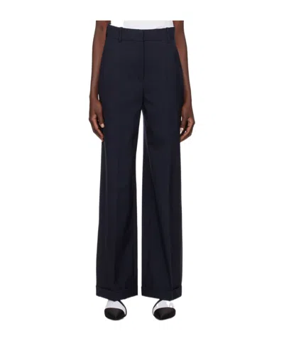 Kenzo Finely Cut Wool Casual Trousers In Black