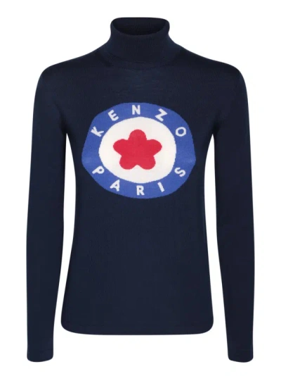 Kenzo Finely Knitted Soft Jumper In Blue