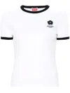 Kenzo Stretch Cotton T-shirt With Logo Print In White