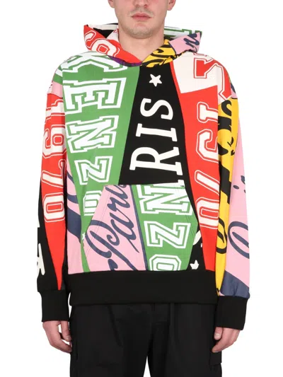 Kenzo Flag-print Cotton Hoodie In Multi