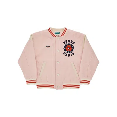 Kenzo Flannel Jacket With 'english Rose' Embroidery Kids In Pink