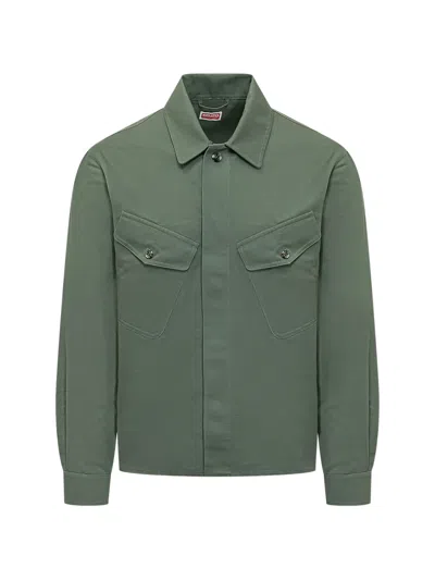 Kenzo Flap Pocket Overshirt In Green