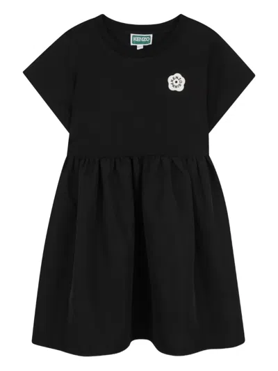 Kenzo Kids' Floral-appliqué Dress In Black